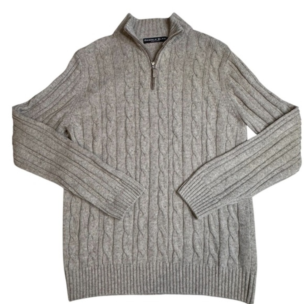 Cable Knit Wool Pullover Sweater Large Quarter Zip Daniele‎ Blasi
